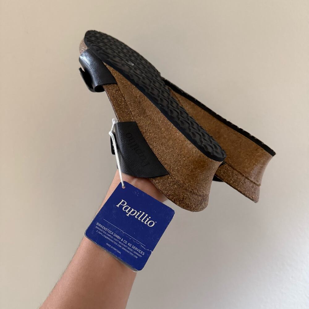 NWT Birkenstock Papillio Black Dorothy Wedge Sandals sz 40 US 9 - Picture 7 of 10